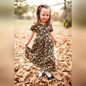 Autumn Blooms Cotton Floral Kids Girls Dress Matching Mommy & Me